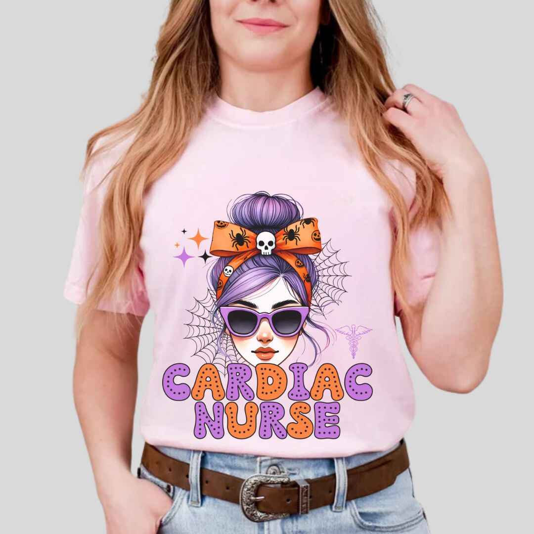 Cardiac Nurse Messy Hair Halloween T-shirt