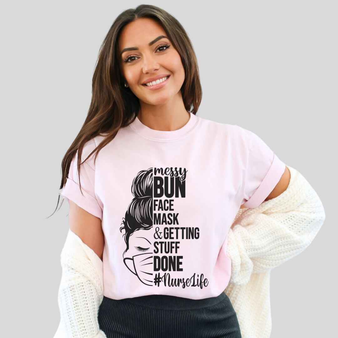 Messy Bun Half Face T-shirt