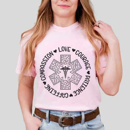 Compassion, Love, Courage Medical Symbol T-shirt