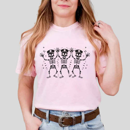 Spooky Dancing Skeletons Funny Nurse T-shirt