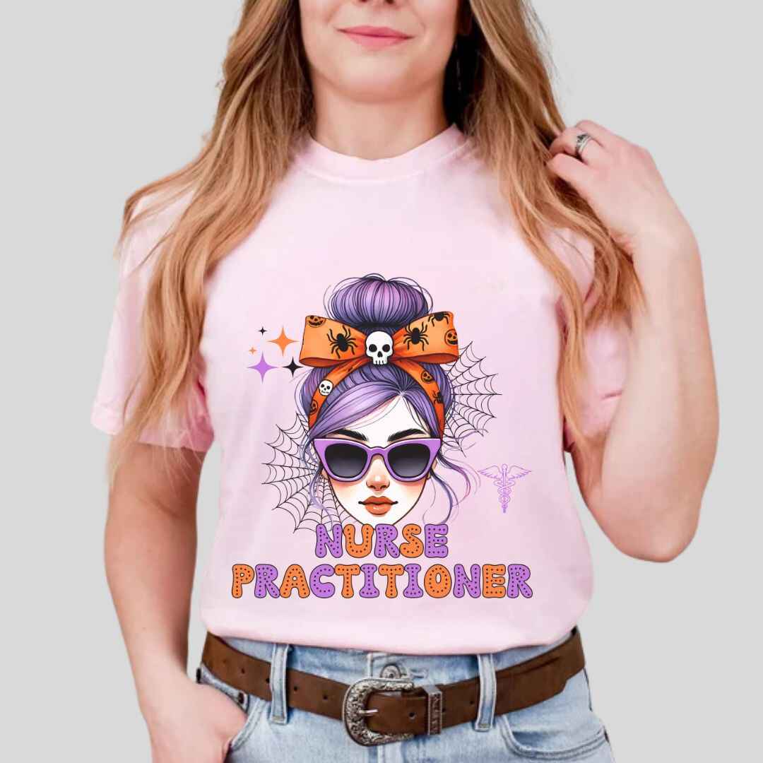 Nurse Practitioner Messy Hair Halloween T-shirt