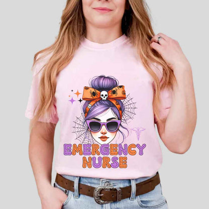 Emergency Nurse Messy Hair Halloween T-shirt