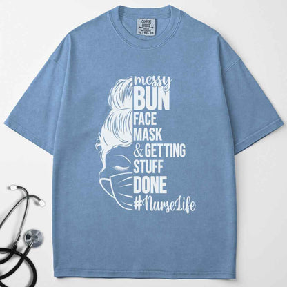 Messy Bun Half Face T-shirt
