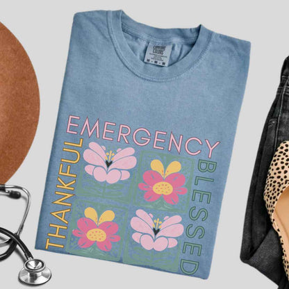 Thankful & Blessed Emergency Nurse Fall T-shirt