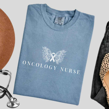 Oncology Nurse Cancer Butterfly Minimalist T-shirt