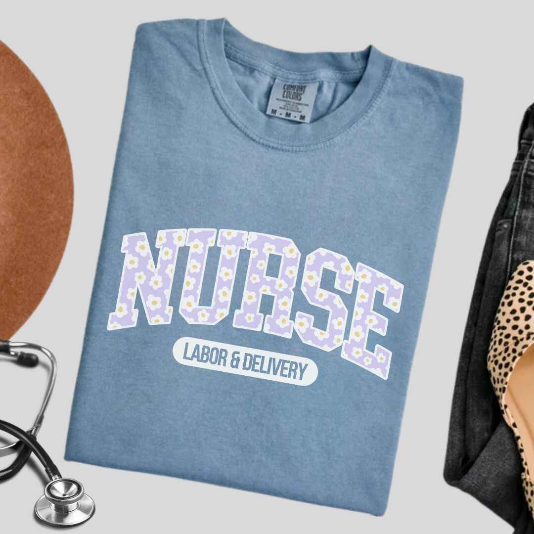 Labor And Delivery L&D Nurse Bright Floral College T-shirt