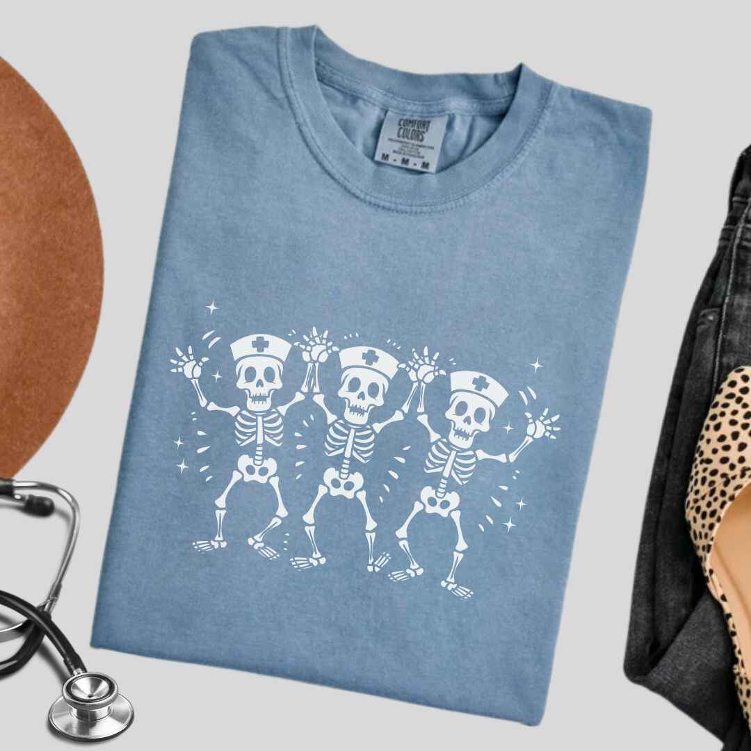 Spooky Dancing Skeletons Funny Nurse T-shirt