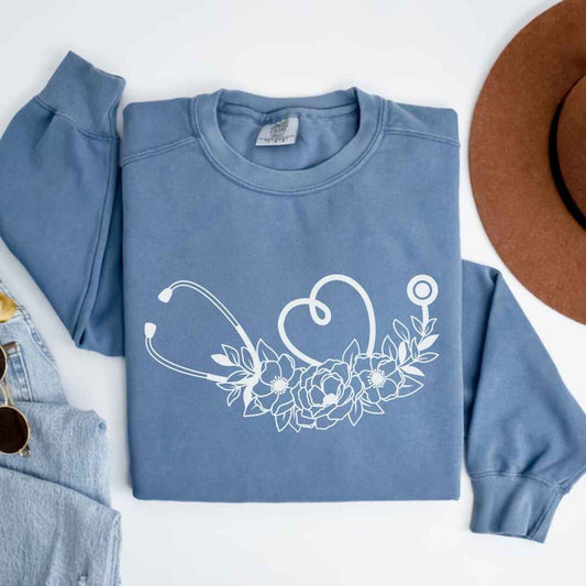 Floral Stethoscope Minimalist Sweatshirt