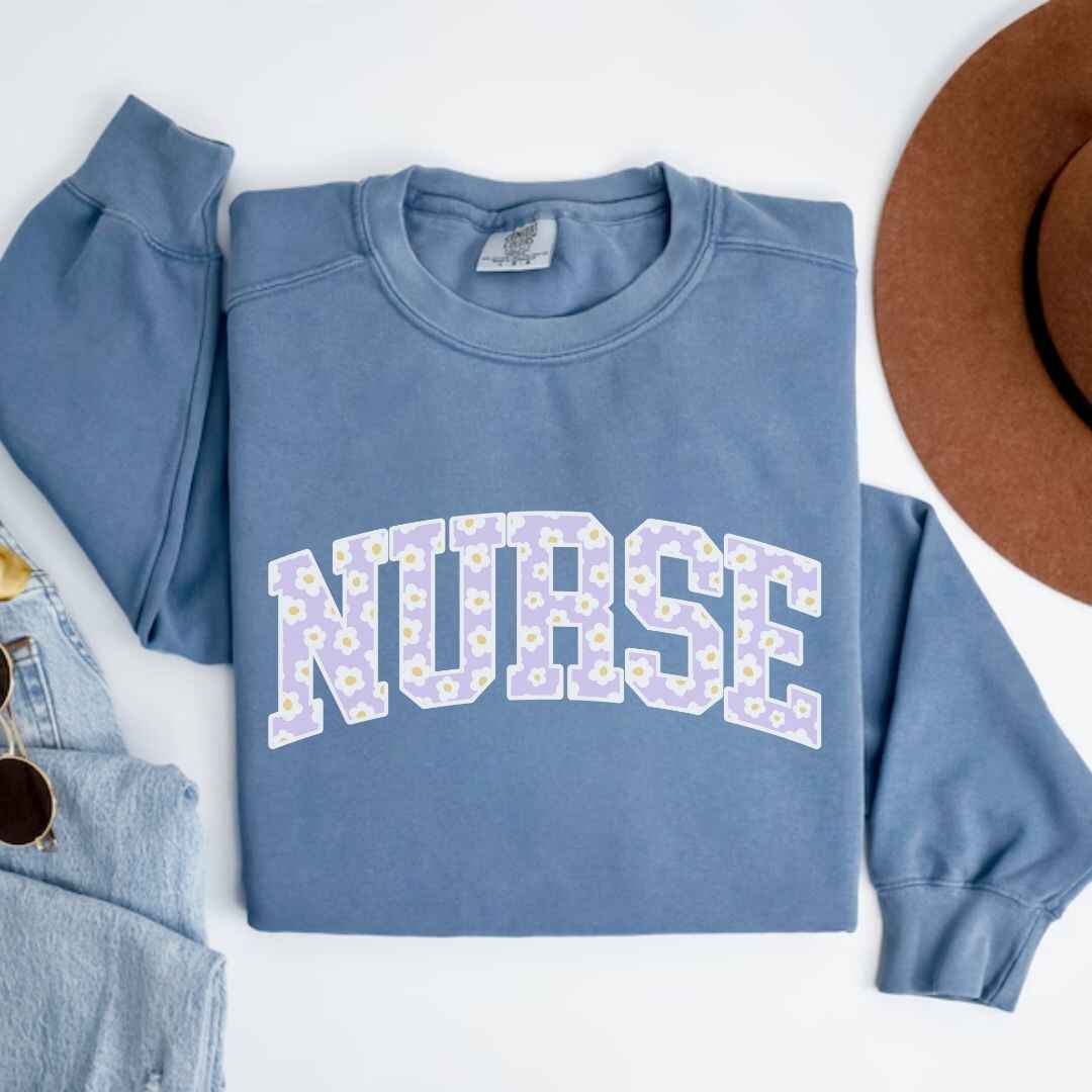 General Nurse Bright Floral College Sweatshirt