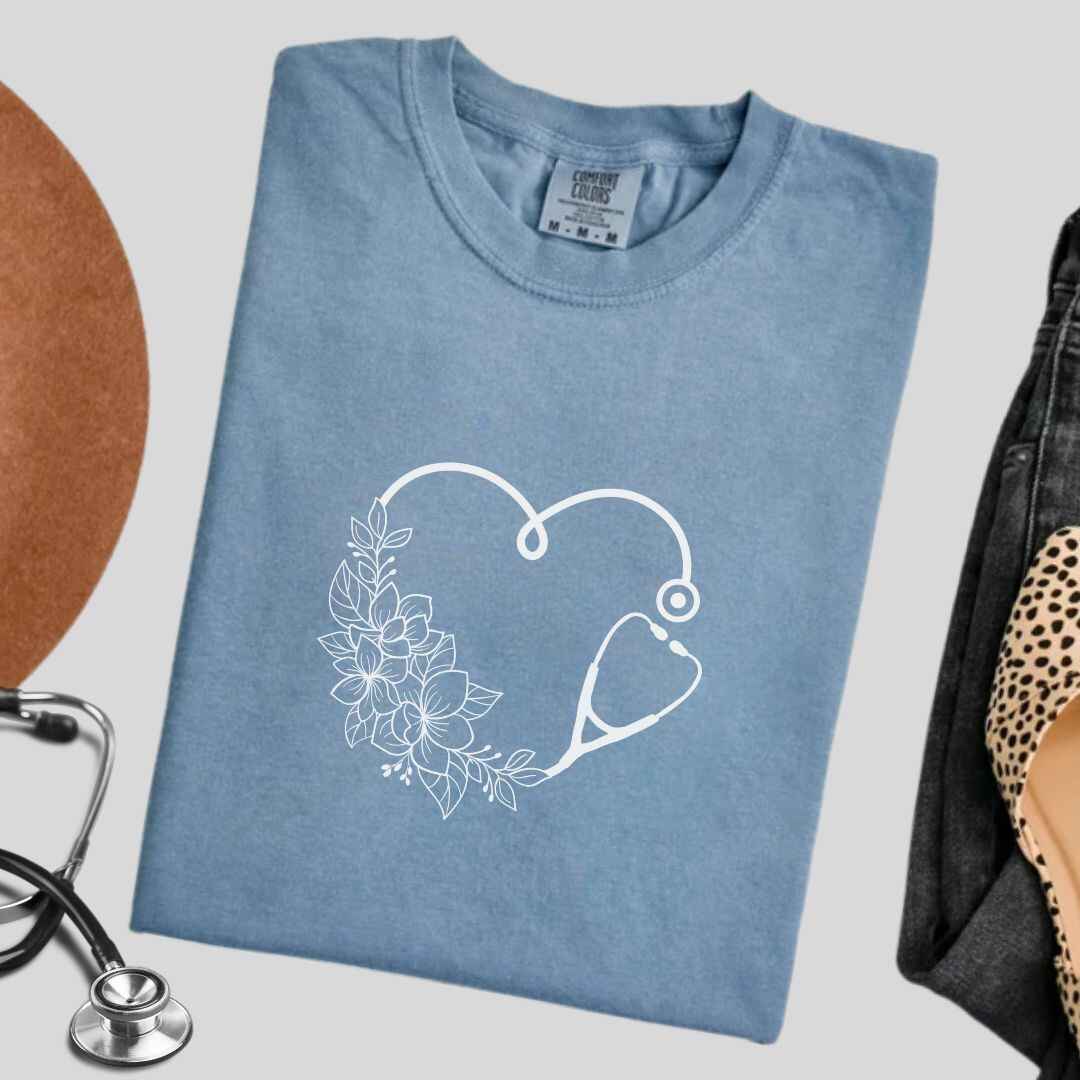 General Nurse Heart Stethoscope Minimal T-shirt