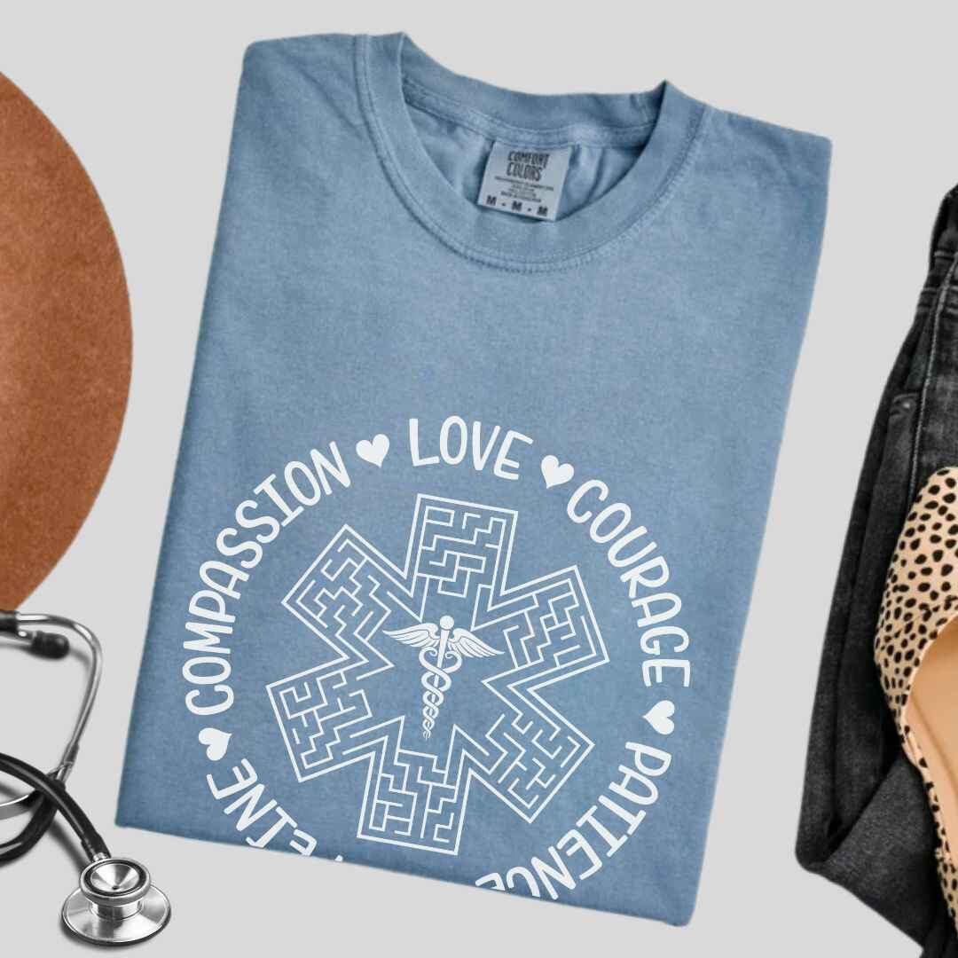 Compassion, Love, Courage Medical Symbol T-shirt