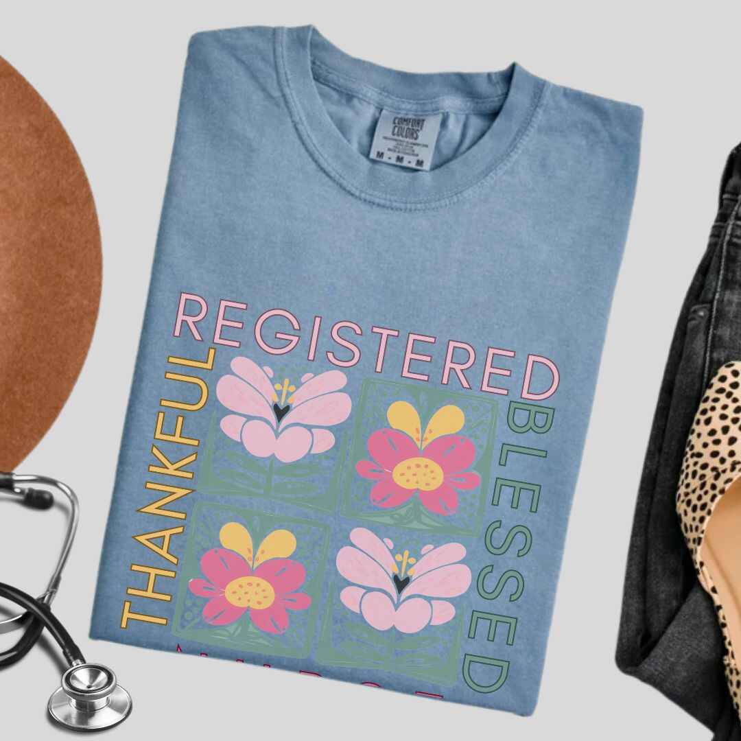 Thankful & Blessed Registered Nurse Fall T-shirt