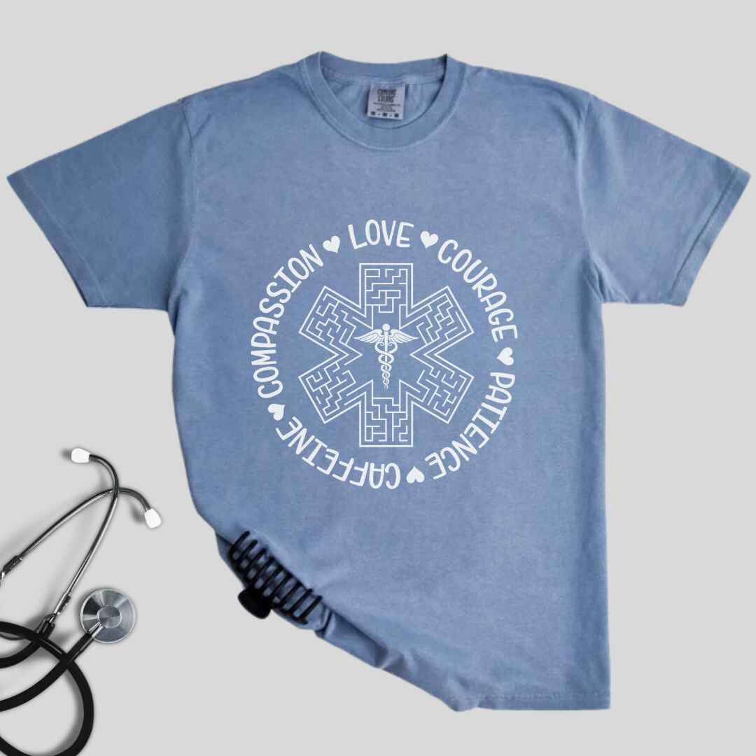 Compassion, Love, Courage Medical Symbol T-shirt