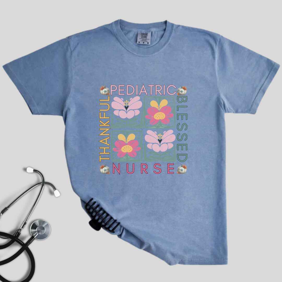 Thankful & Blessed Pediatric Nurse Fall T-shirt