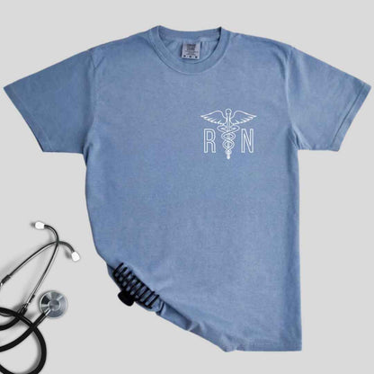 Registered Nurse Medical 'Caduceus' Symbol Pocket Design T-shirt