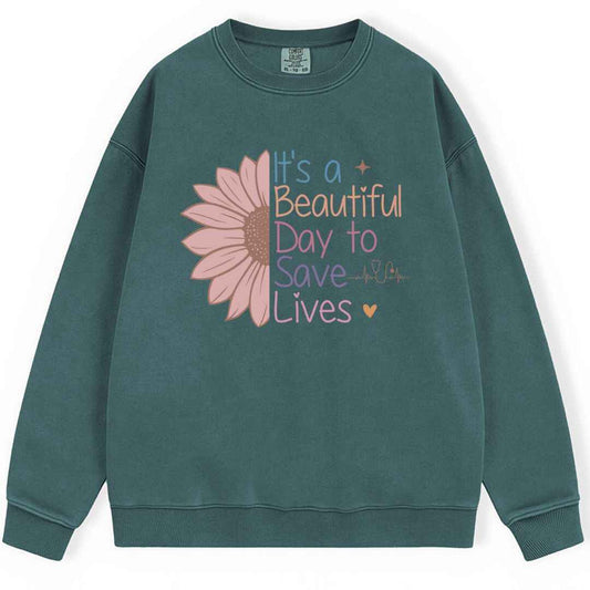 Retro Sunflower Beautiful Day Sweatshirt