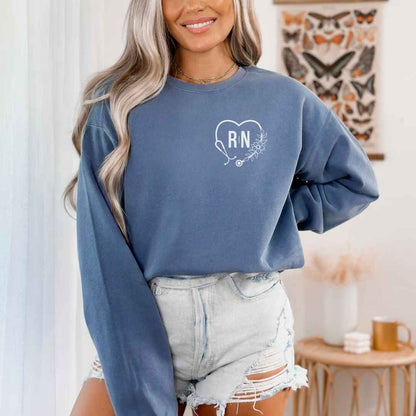 Registered Nurse Heart Stethoscope Pocket Design Sweatshirt