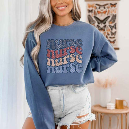 Retro Wavy USA Nurse Sweatshirt