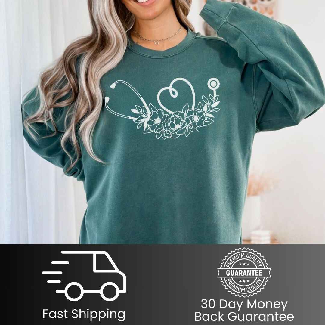 Floral Stethoscope Minimalist Sweatshirt