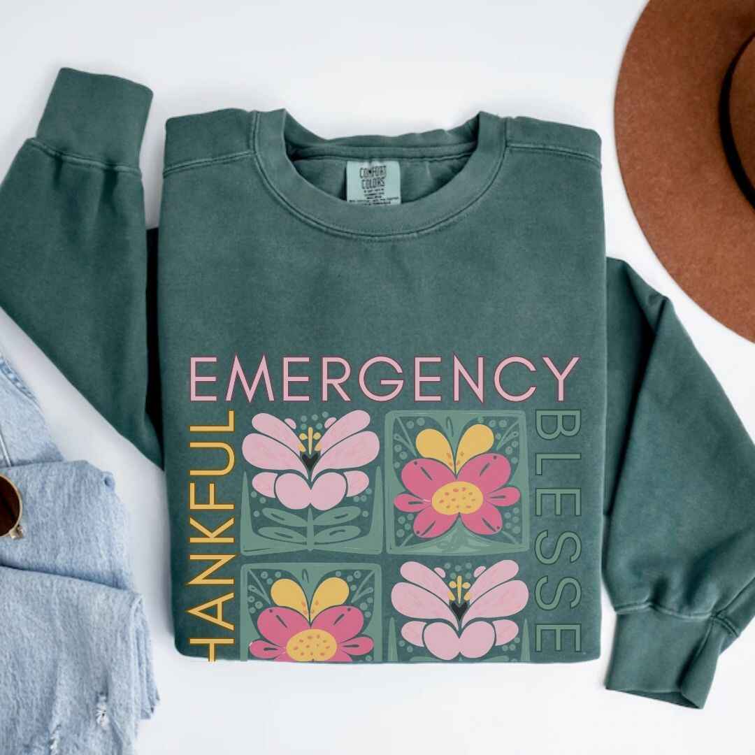 Thankful & Blessed Emergency Nurse Fall Sweatshirt