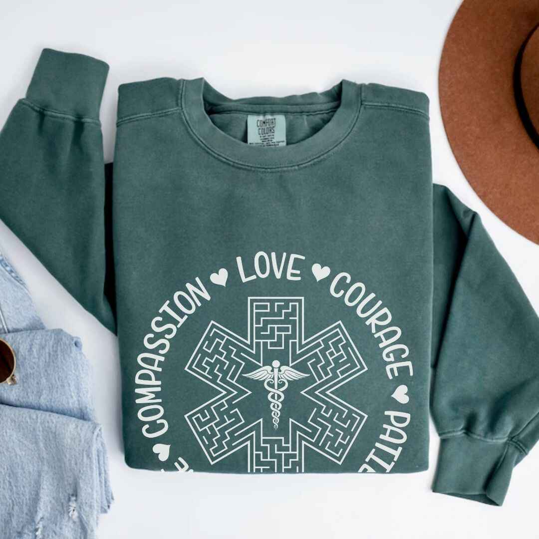 Compassion, Love, Courage Medical Symbol Sweatshirt