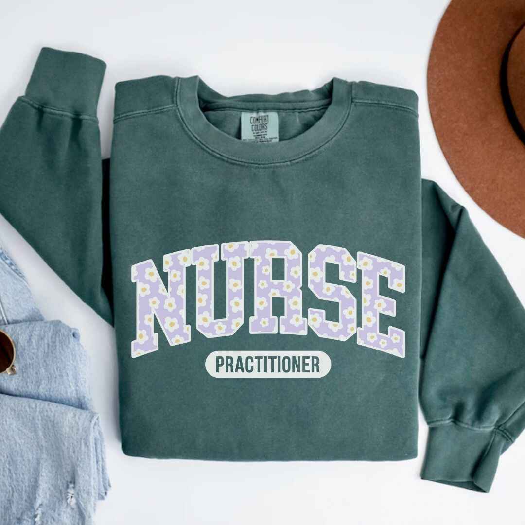 Nurse Practitioner Bright Floral College Sweatshirt