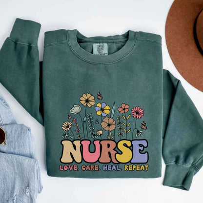 Love, Care, Heal, Repeat Nurse Sweatshirt