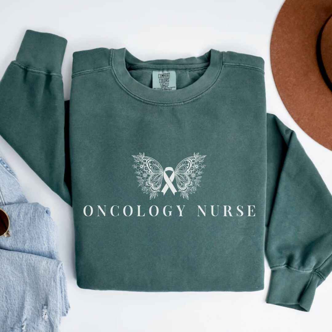 Oncology Nurse Cancer Butterfly Minimalist Sweatshirt