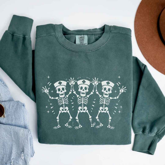 Spooky Dancing Skeletons Funny Nurse Sweatshirt