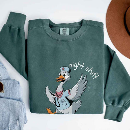 Night Shift Silly Goose Funny Sweatshirt