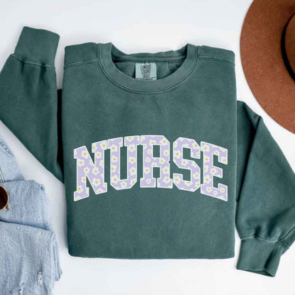 General Nurse Bright Floral College Sweatshirt