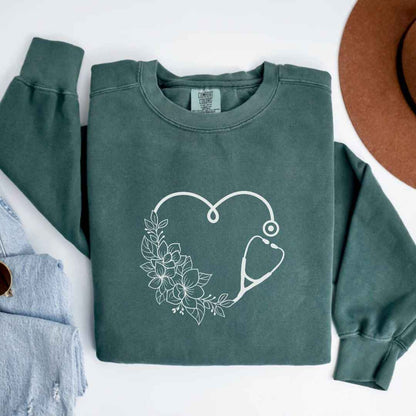 General Nurse Heart Stethoscope Minimal Sweatshirt