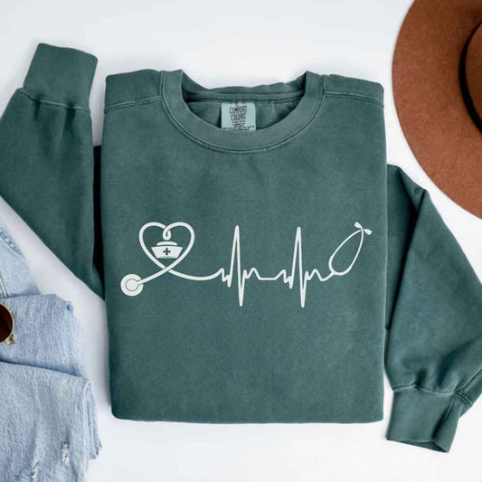 Heart, EKG Stethoscope Minimalist Sweatshirt