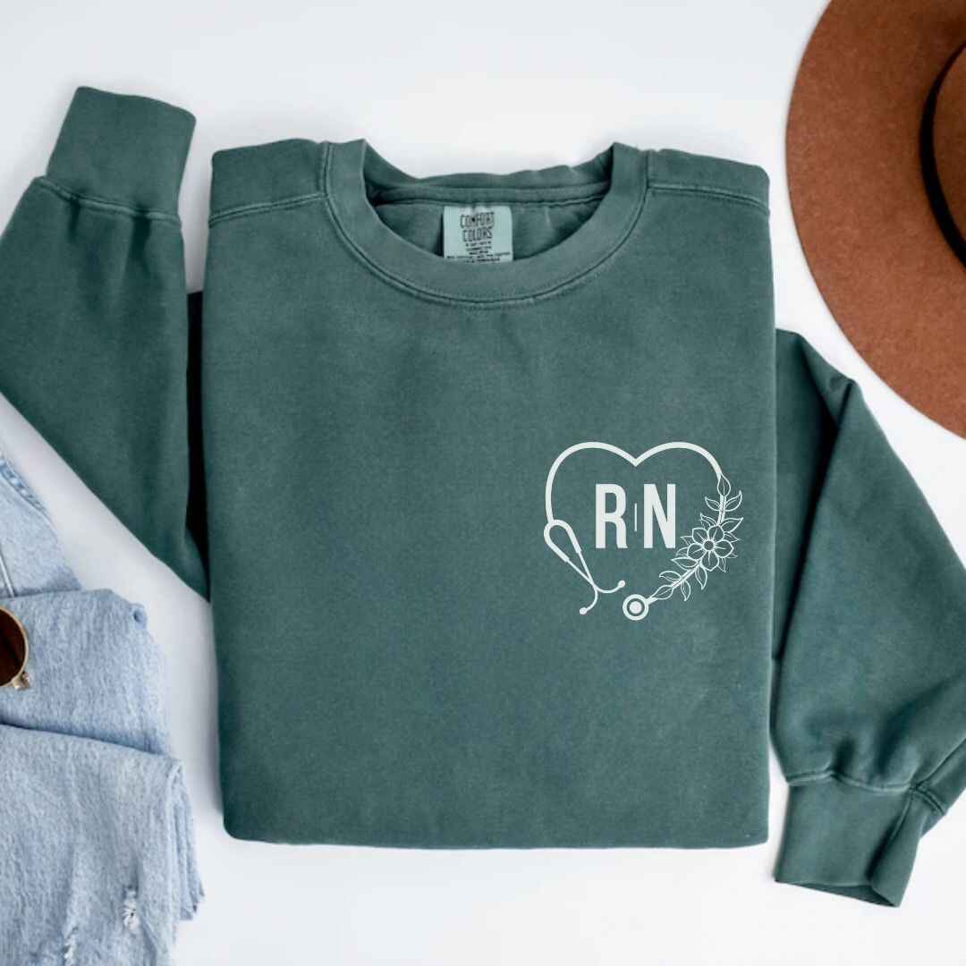 Registered Nurse Heart Stethoscope Pocket Design Sweatshirt