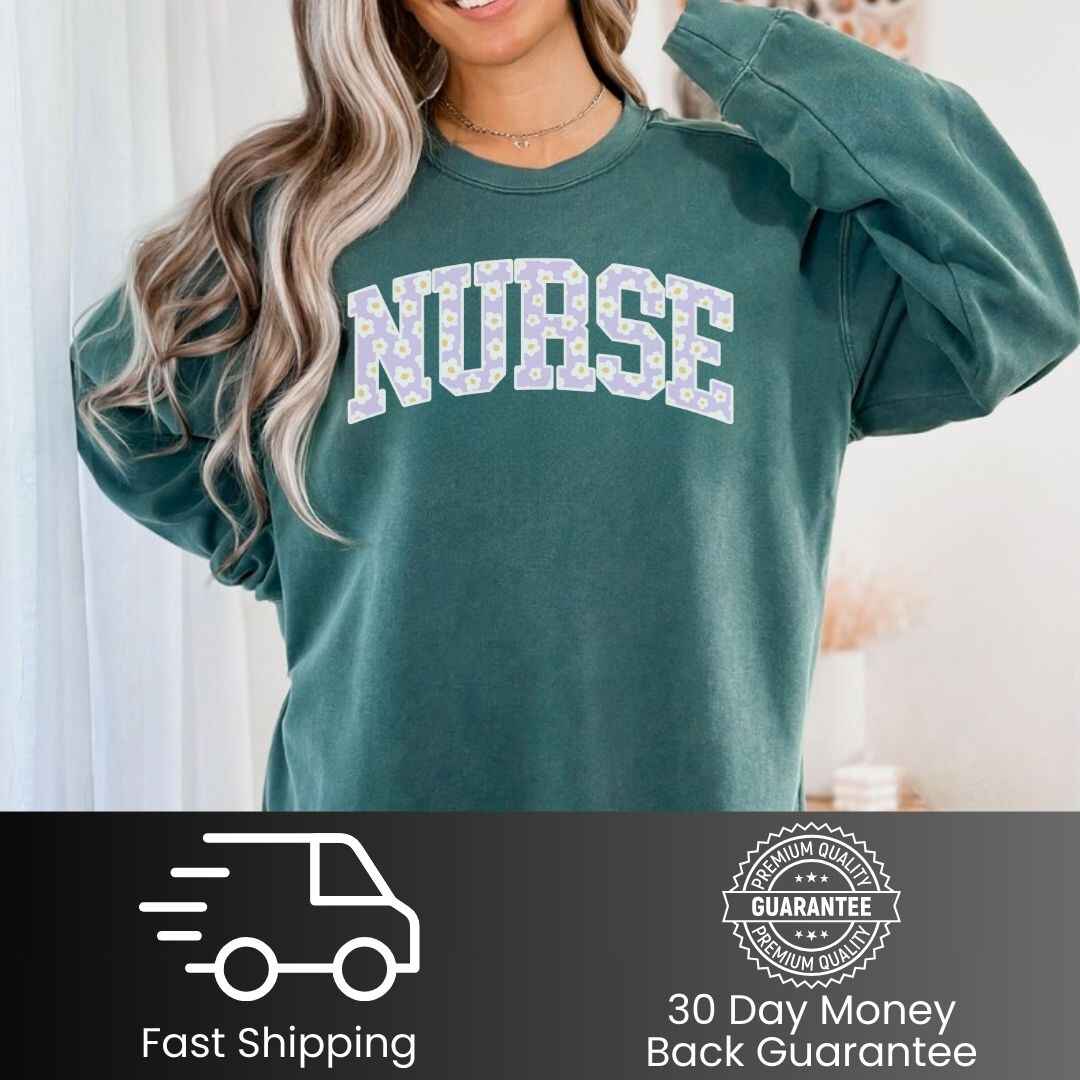 General Nurse Bright Floral College Sweatshirt