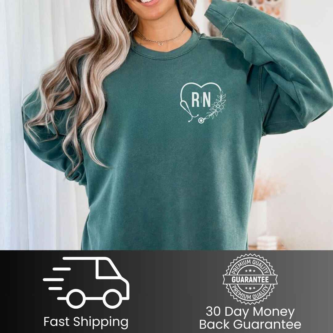 Registered Nurse Heart Stethoscope Pocket Design Sweatshirt