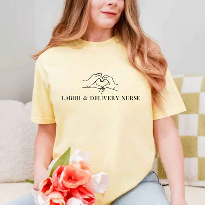 Labor And Delivery L&D Nurse 'Heart Hands' Minimalist T-shirt