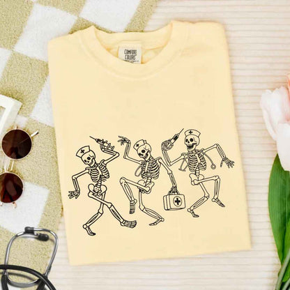 Dancing Skeletons Funny Nurse T-shirt