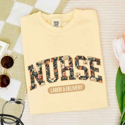 Labor And Delivery L&D Nurse Fall Floral College T-shirt