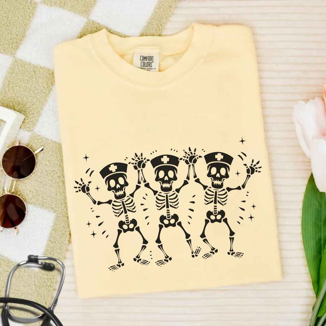 Spooky Dancing Skeletons Funny Nurse T-shirt