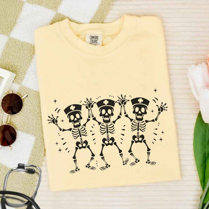 Spooky Dancing Skeletons Funny Nurse T-shirt