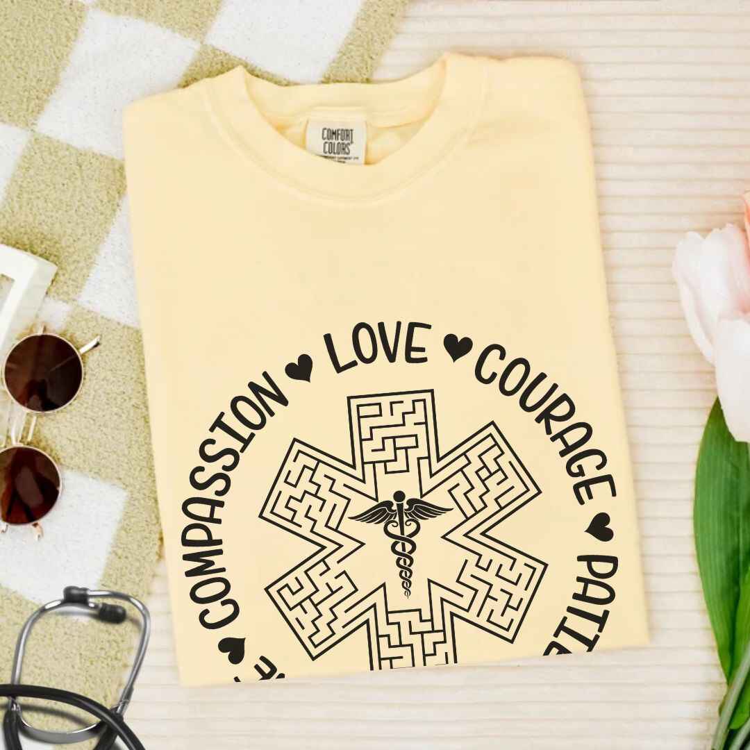 Compassion, Love, Courage Medical Symbol T-shirt