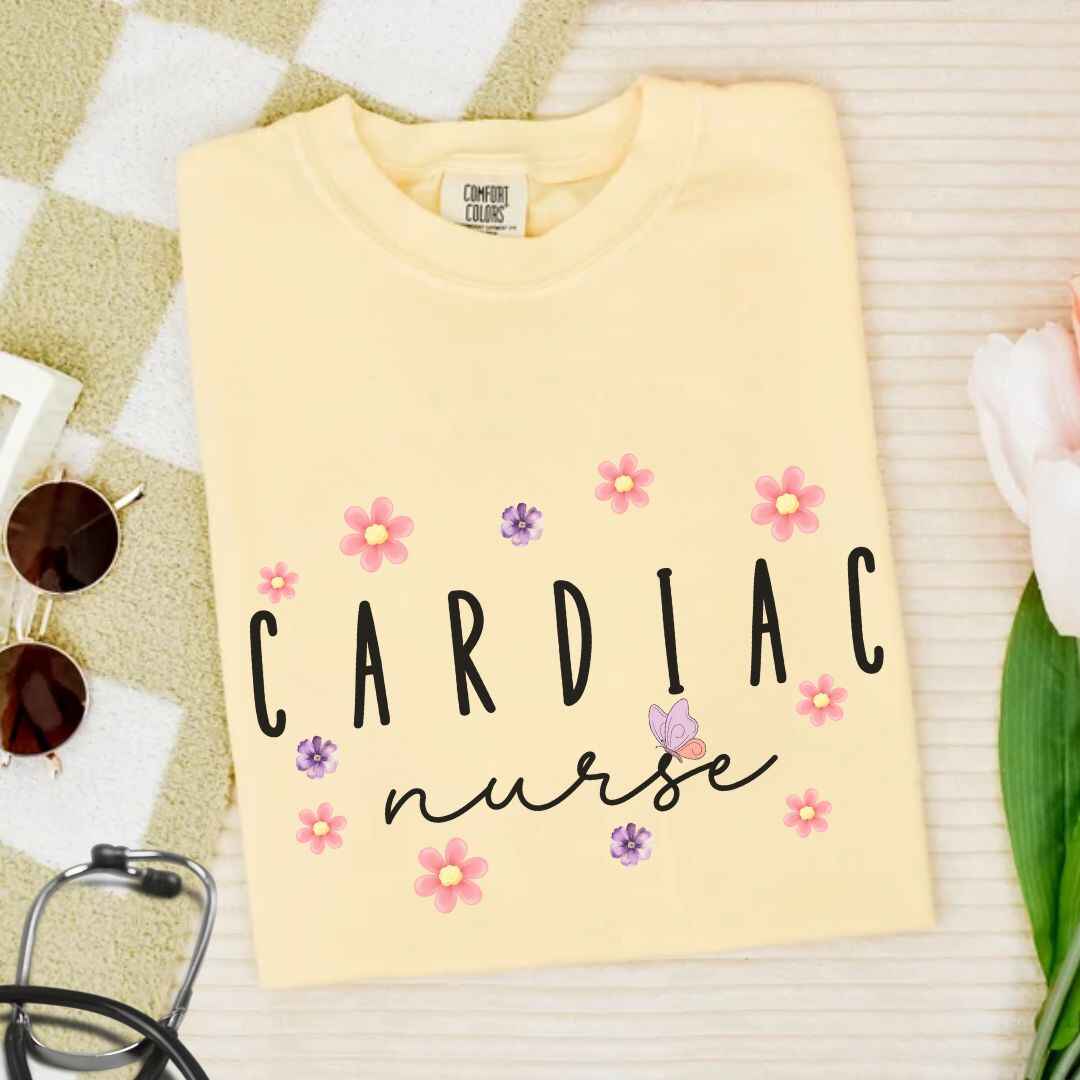 Cardiac Nurse Floral T-shirt