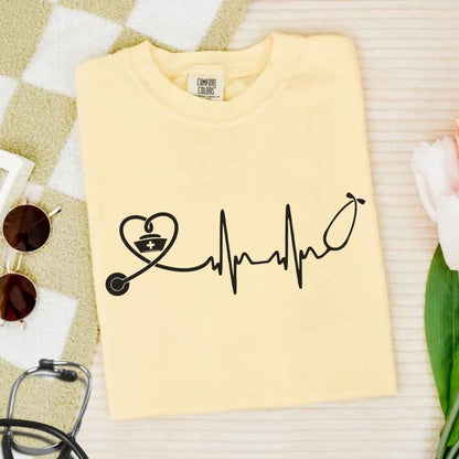 Heart, EKG Stethoscope Minimalist T-shirt