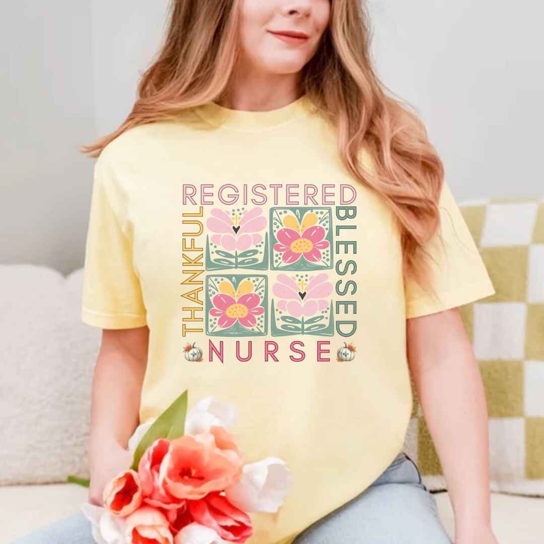 Thankful & Blessed Registered Nurse Fall T-shirt