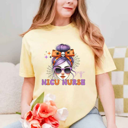 Nicu Neonatal Nurse Messy Hair Halloween T-shirt