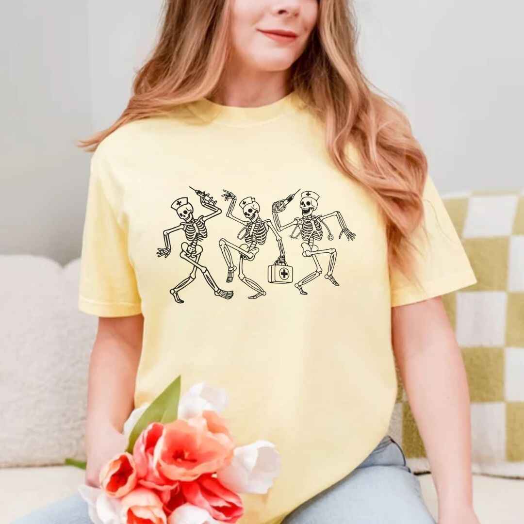 Dancing Skeletons Funny Nurse T-shirt