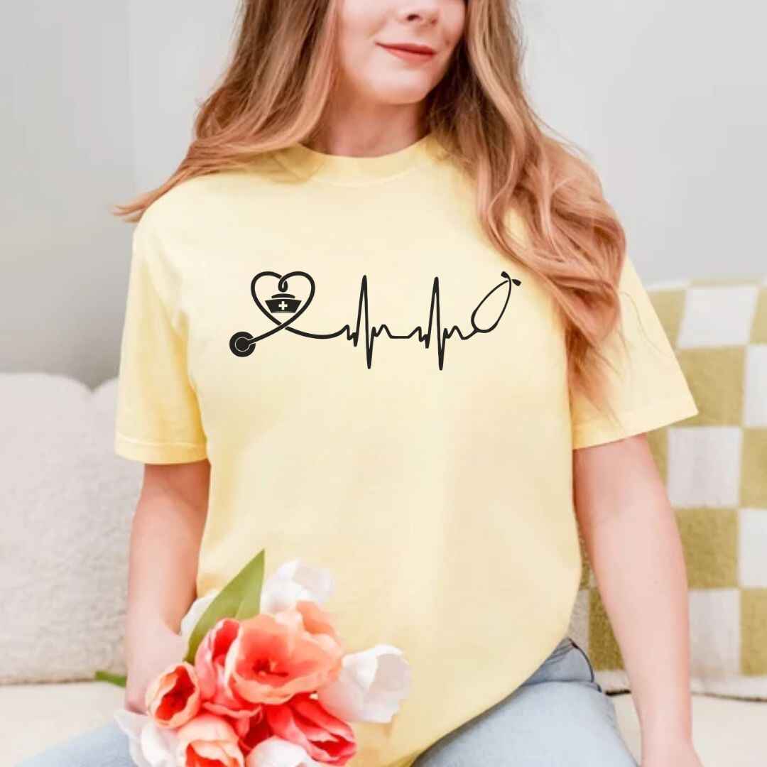 Heart, EKG Stethoscope Minimalist T-shirt