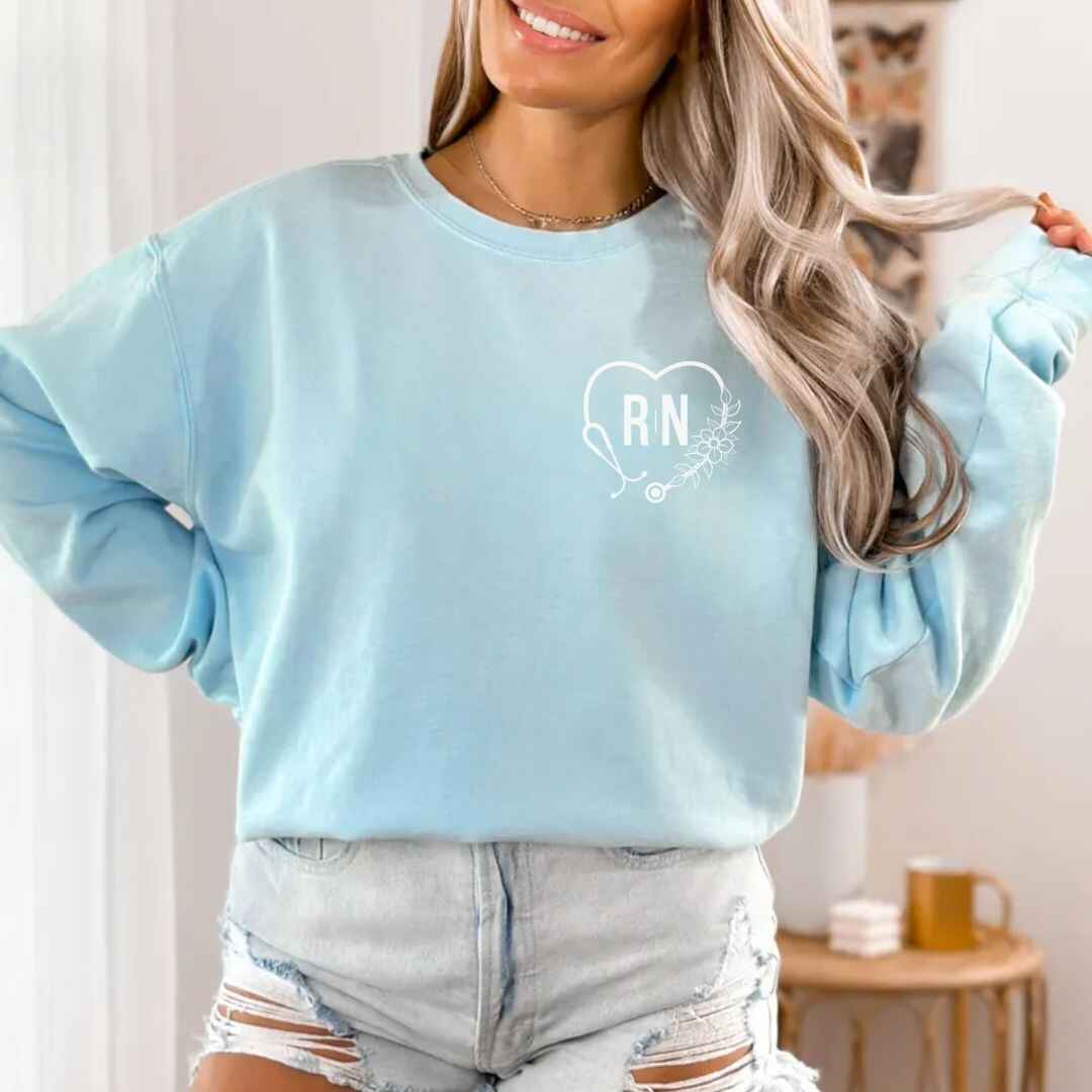Registered Nurse Heart Stethoscope Pocket Design Sweatshirt