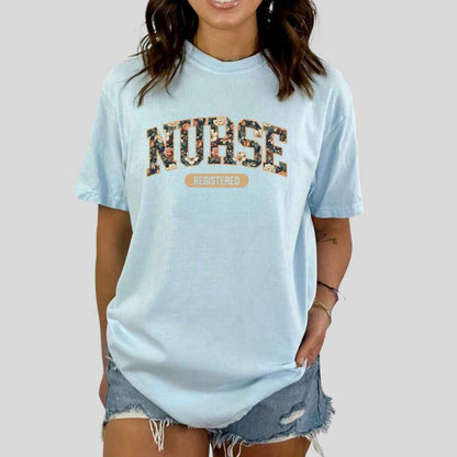 Registered Nurse Fall Floral College T-shirt